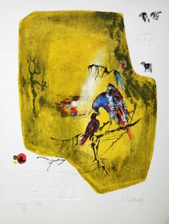 リトグラフ Lebadang - Birds on a Branch