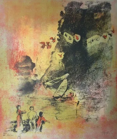 リトグラフ Lebadang - Entrée de village