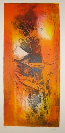 リトグラフ Lebadang - Jonques amarées