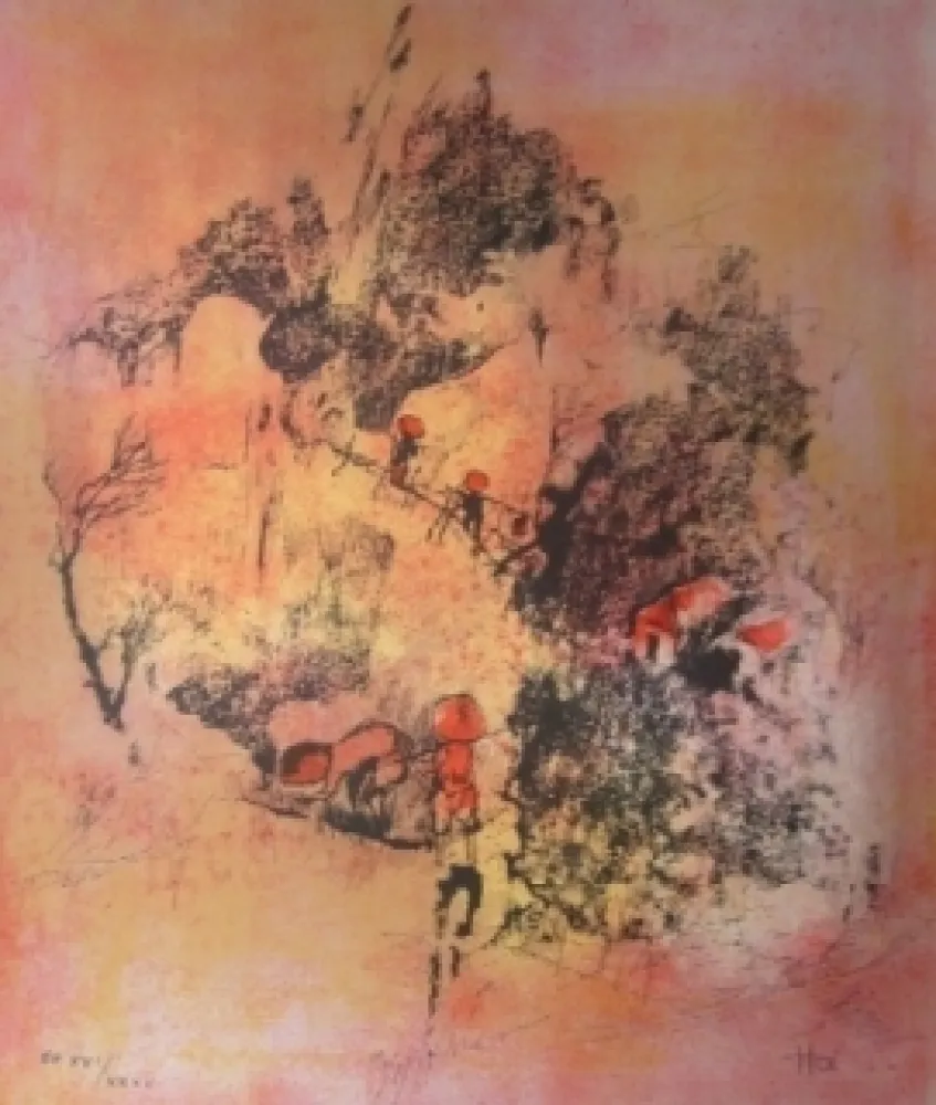 リトグラフ Lebadang - Recolte de riz