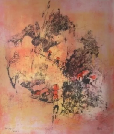 リトグラフ Lebadang - Recolte de riz