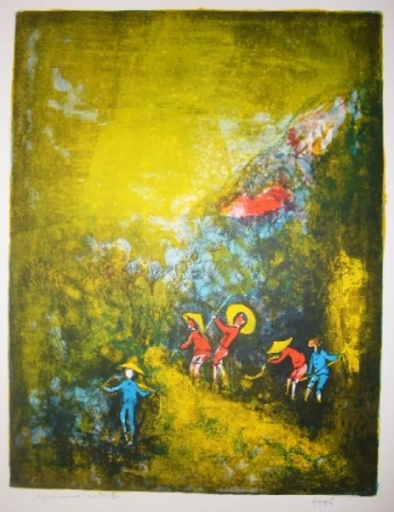 リトグラフ Lebadang - Travaux au champ