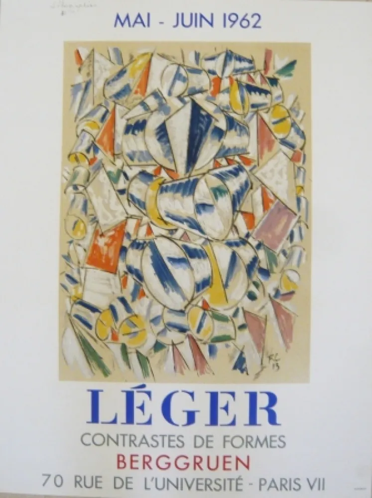 掲示 Leger - Affiche exposition  contrastes de formes galerie Berggruen