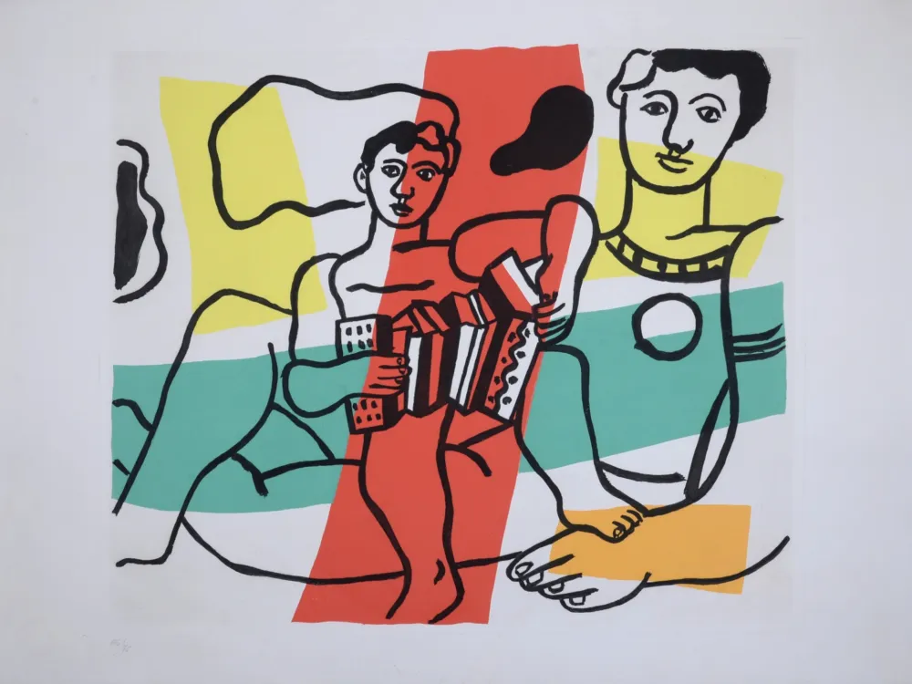エッチングと　アクチアント Leger - L'Enfant à l'accordéon, 1953