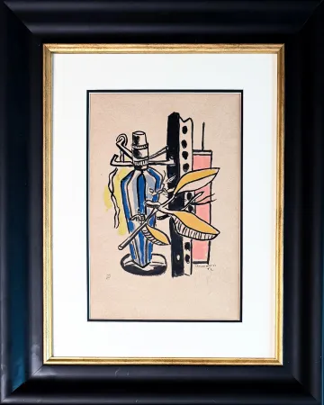 リトグラフ Leger - Untitled (Composition à la bouteille bleue)