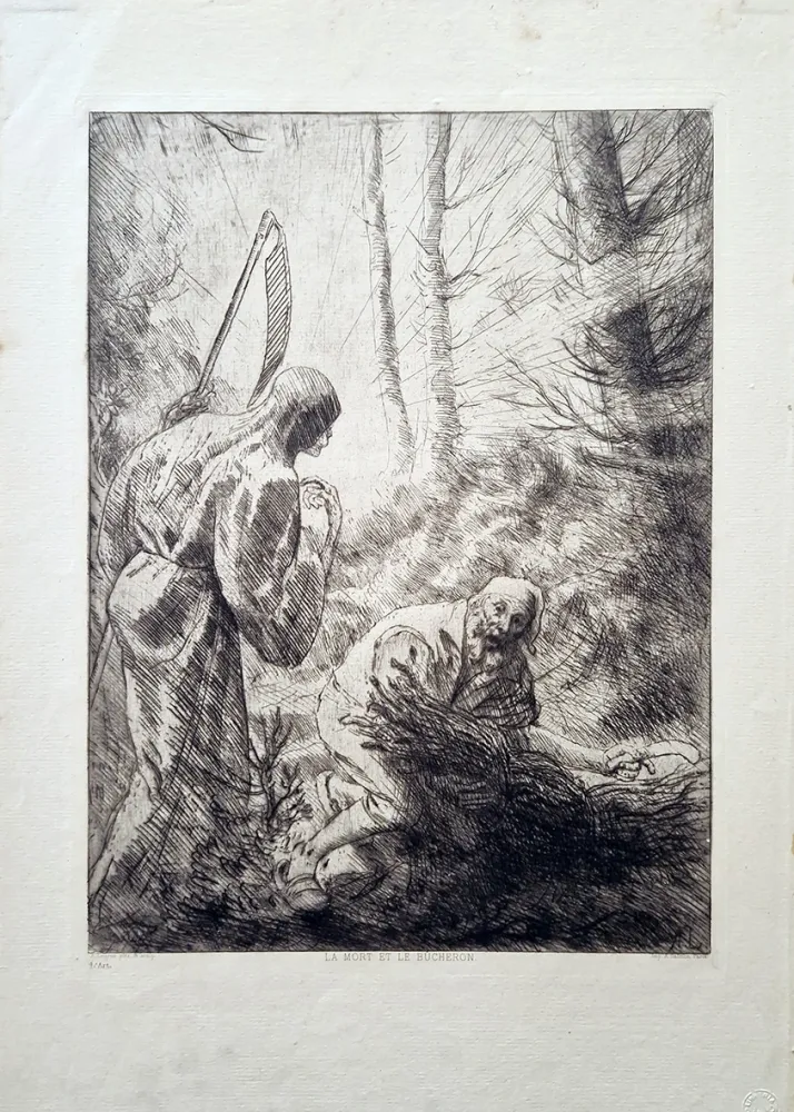 エッチング Legros - La mort et le bucheron