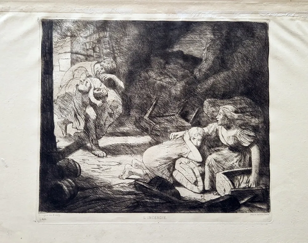 エッチング Legros - L'incendie