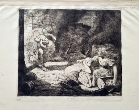 エッチング Legros - L'incendie