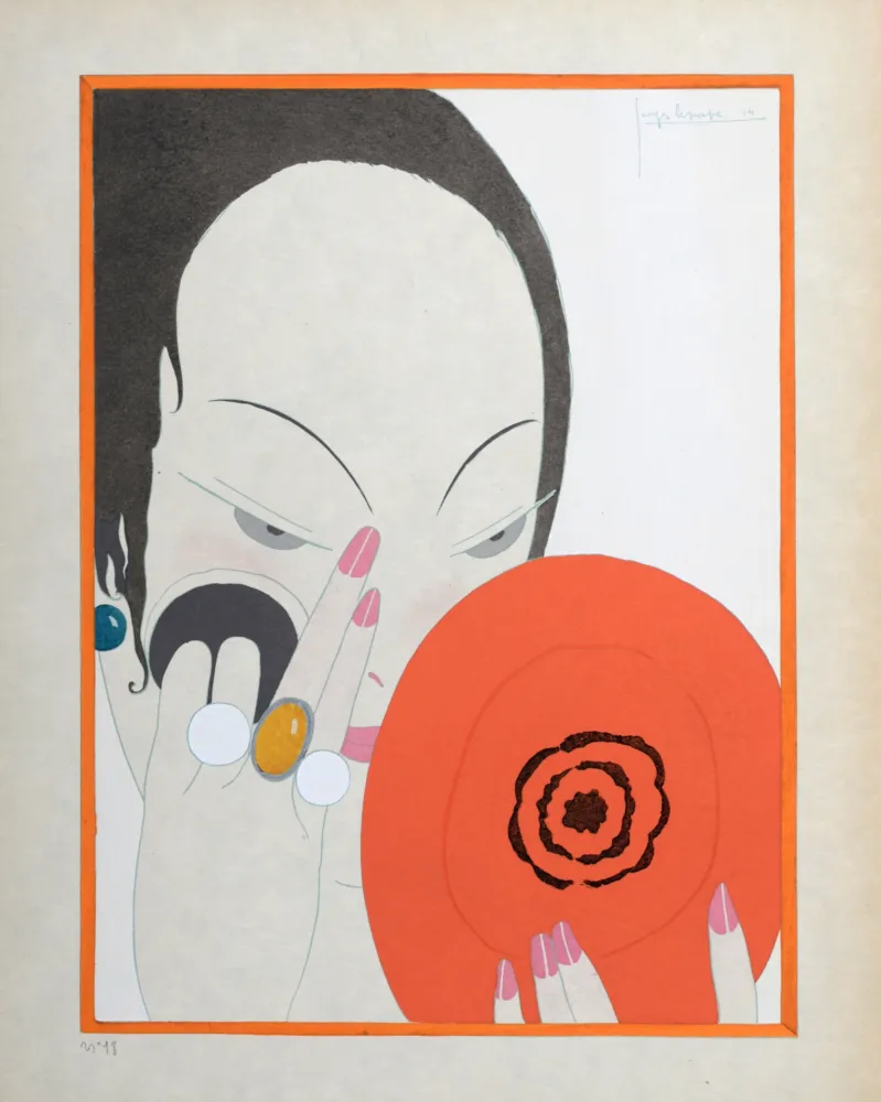 ステンシル Lepape - La femme au Miroir rouge,  C. 1914 