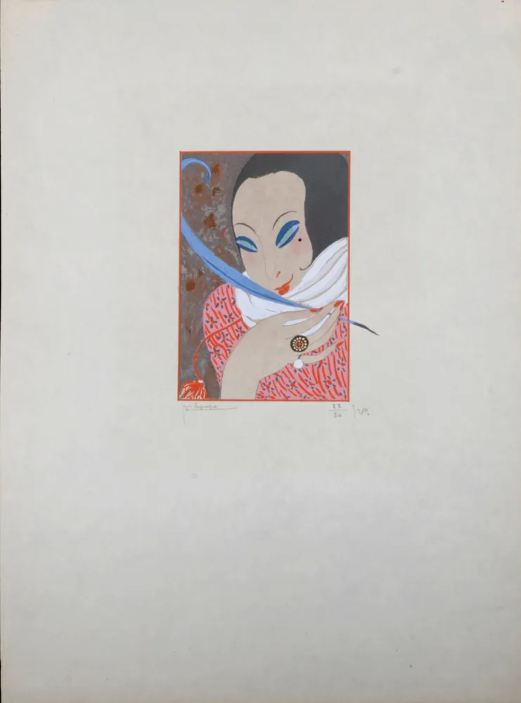 多数の Lepape - La Plume, 1914 - Art Deco Masterpiece!