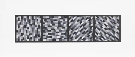 リノリウム彫版 Lewitt - Broken Gray Bands in Four Directions
