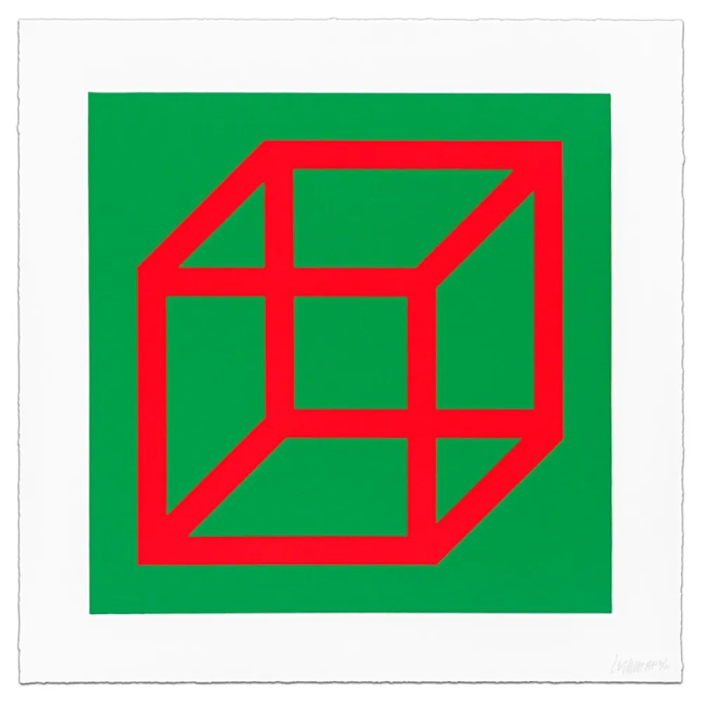 リノリウム彫版 Lewitt - Cubes in Color on Color