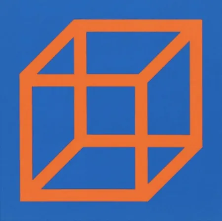 リノリウム彫版 Lewitt - Cubes in Color on Color (Blue/Orange)