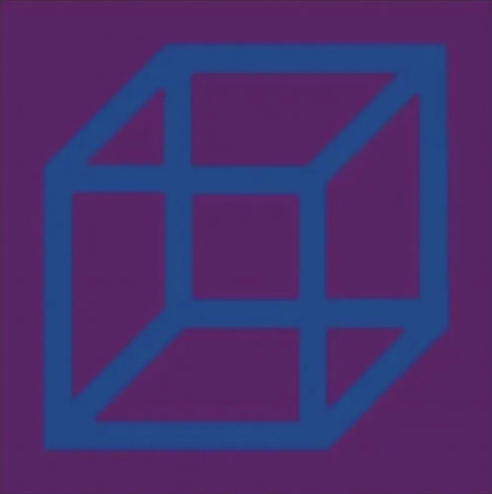 リノリウム彫版 Lewitt - Cubes in Color on Color (Purple/Blue)