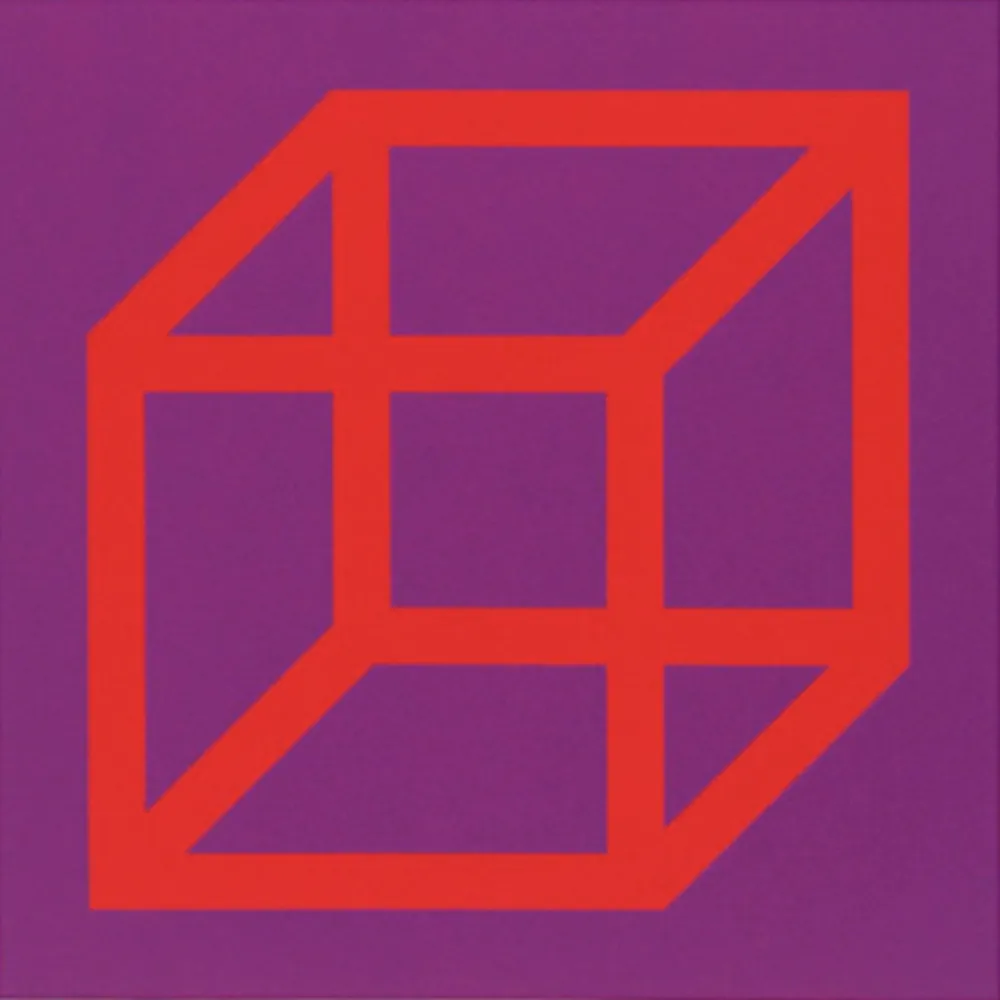 リノリウム彫版 Lewitt - Cubes in Color on Color (Purple/Red)