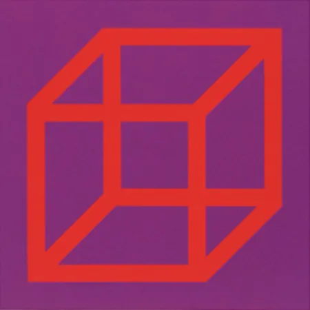 リノリウム彫版 Lewitt - Cubes in Color on Color (Purple/Red)