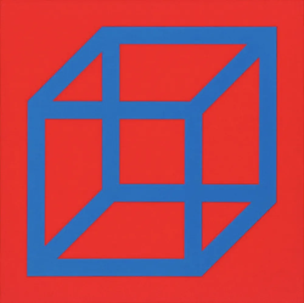 リノリウム彫版 Lewitt - Cubes in Color on Color (Red/Blue)