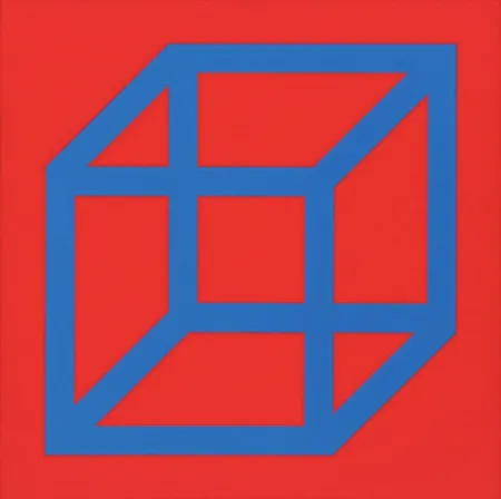 リノリウム彫版 Lewitt - Cubes in Color on Color (Red/Blue)