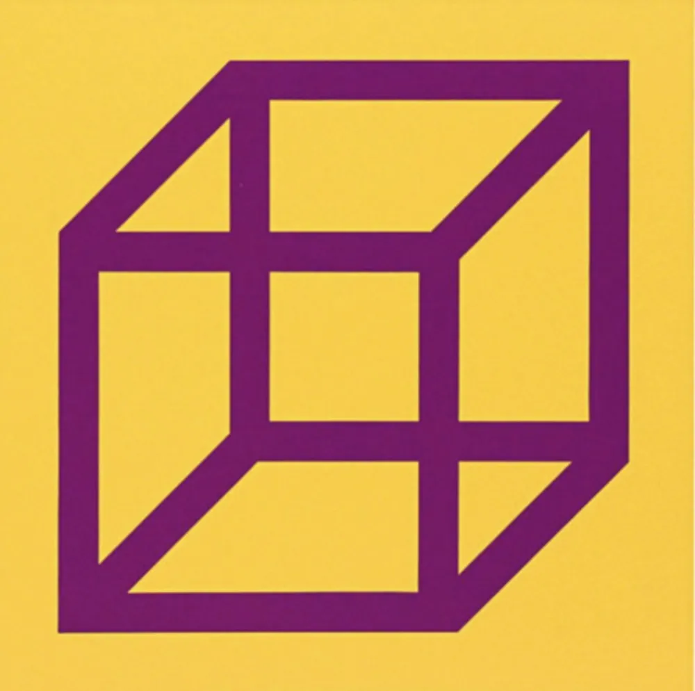 リノリウム彫版 Lewitt - Cubes in Color on Color (Yellow/Purple)
