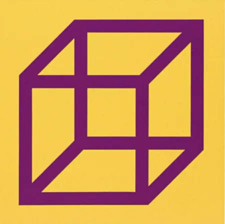 リノリウム彫版 Lewitt - Cubes in Color on Color (Yellow/Purple)