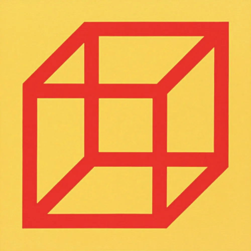 リノリウム彫版 Lewitt - Cubes in Color on Color (Yellow/Red)
