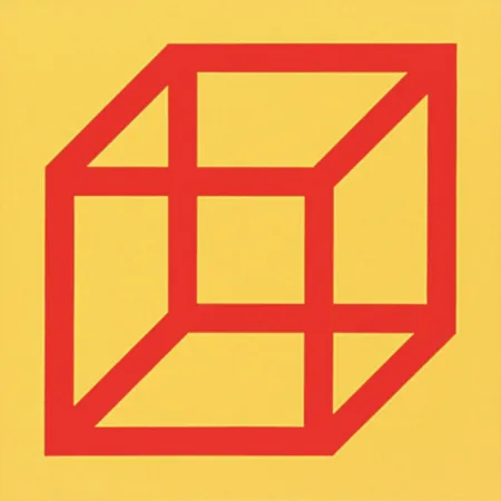 リノリウム彫版 Lewitt - Cubes in Color on Color (Yellow/Red)