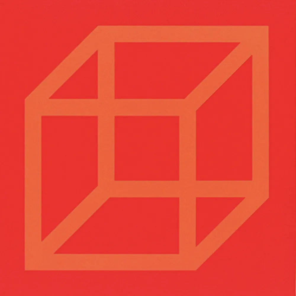 リノリウム彫版 Lewitt - Cubes in Color on Color (Yellow/Red)_copy