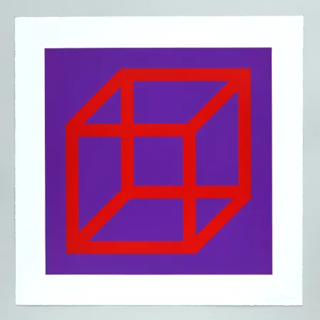 リノリウム彫版 Lewitt - Open Cube in Color on Color Plate 05