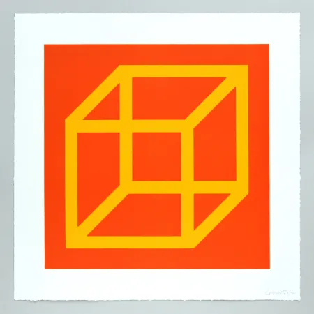 リノリウム彫版 Lewitt - Open Cube in Color on Color Plate 07
