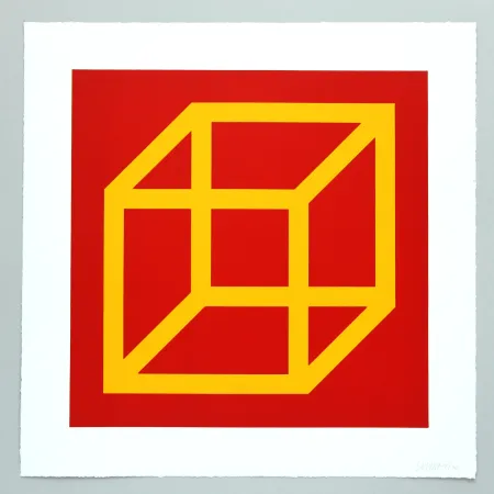 リノリウム彫版 Lewitt - Open Cube in Color on Color Plate 10