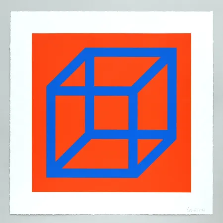 リノリウム彫版 Lewitt - Open Cube in Color on Color Plate 11