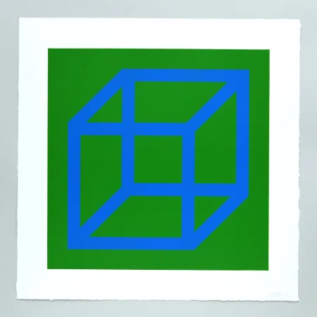リノリウム彫版 Lewitt - Open Cube in Color on Color Plate 12