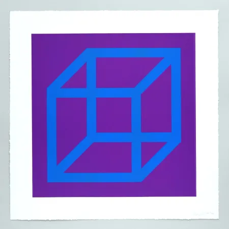リノリウム彫版 Lewitt - Open Cube in Color on Color Plate 13