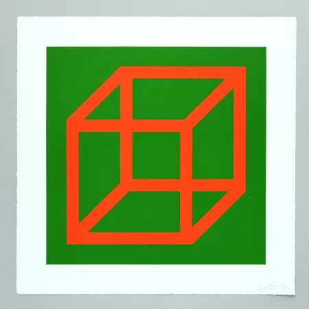 リノリウム彫版 Lewitt - Open Cube in Color on Color Plate 16