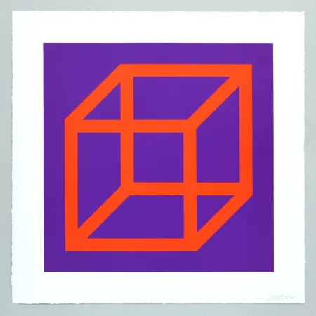 リノリウム彫版 Lewitt - Open Cube in Color on Color Plate 17