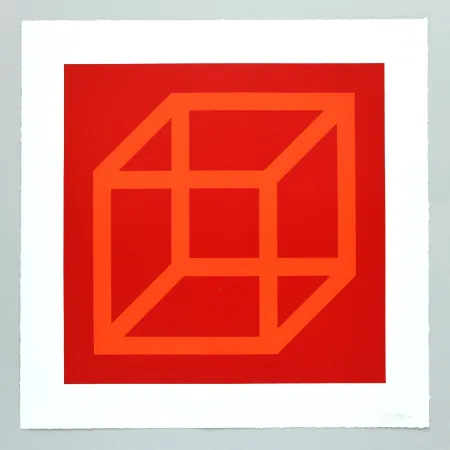 リノリウム彫版 Lewitt - Open Cube in Color on Color Plate 18