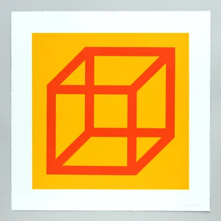 リノリウム彫版 Lewitt - Open Cube in Color on Color Plate 19