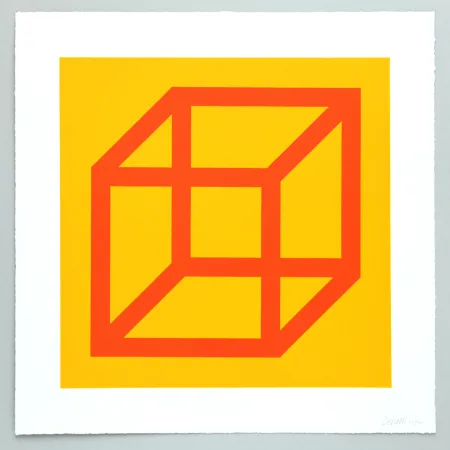 リノリウム彫版 Lewitt - Open Cube in Color on Color Plate 19