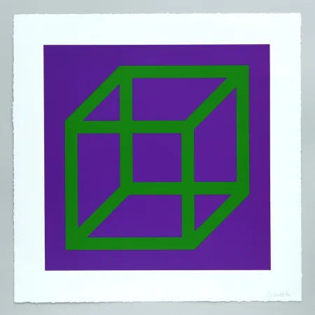 リノリウム彫版 Lewitt - Open Cube in Color on Color Plate 21