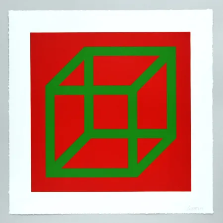 リノリウム彫版 Lewitt - Open Cube in Color on Color Plate 22