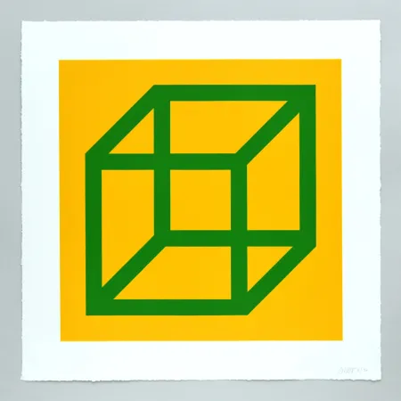 リノリウム彫版 Lewitt - Open Cube in Color on Color Plate 23