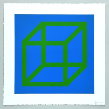 リノリウム彫版 Lewitt - Open Cube in Color on Color Plate 24