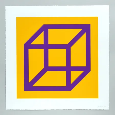 リノリウム彫版 Lewitt - Open Cube in Color on Color Plate 27