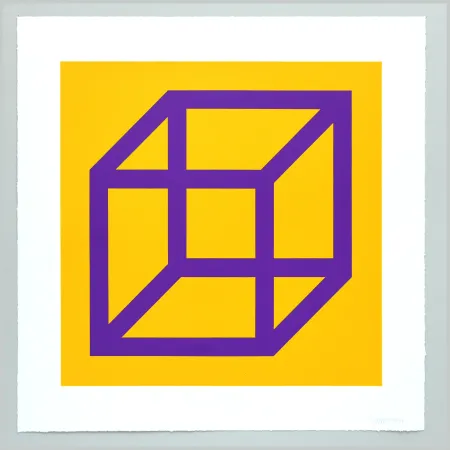 リノリウム彫版 Lewitt - Open Cube in Color on Color Plate 27