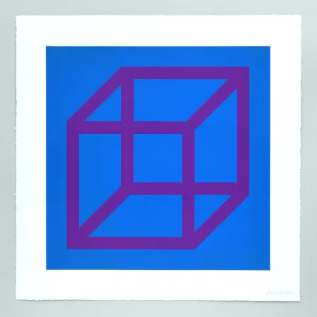 リノリウム彫版 Lewitt - Open Cube in Color on Color Plate 28