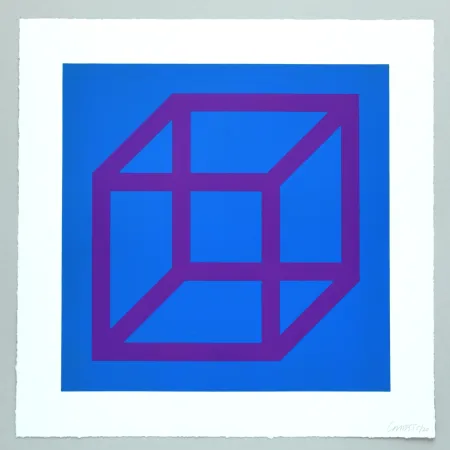 リノリウム彫版 Lewitt - Open Cube in Color on Color Plate 28