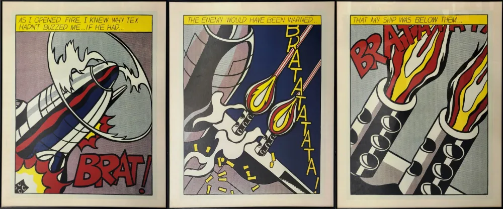 リトグラフ Lichtenstein - As I opened Fire, 1964. Tripytchon. 