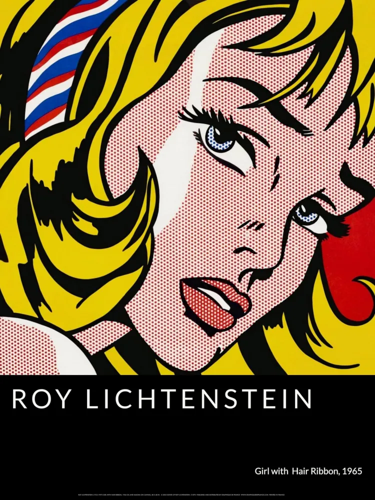 シルクスクリーン Lichtenstein - Girl with Hair Ribbon