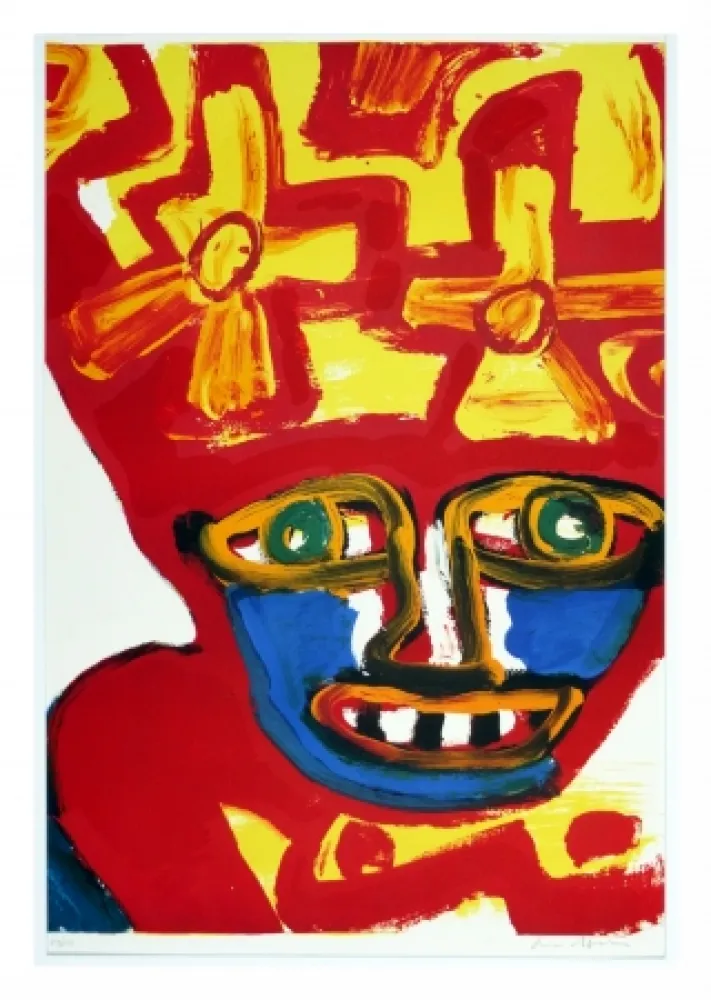 リトグラフ Lindstrom - Chapeau rouge et jaune