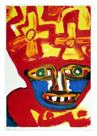 リトグラフ Lindstrom - Chapeau rouge et jaune